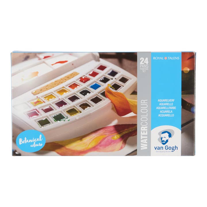 Royal Talens North America - Wholesale Watercolor Paint - Van Gogh Watercolor Pocket Box Botanical Selection - 24 Pans