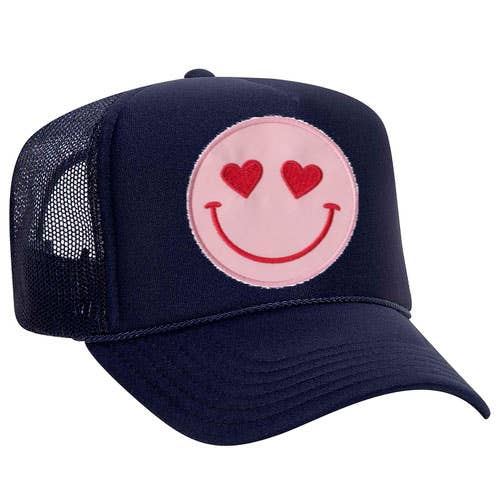 Confettees Happy Heart Trucker Hat - Navy for wholesale by Confettees