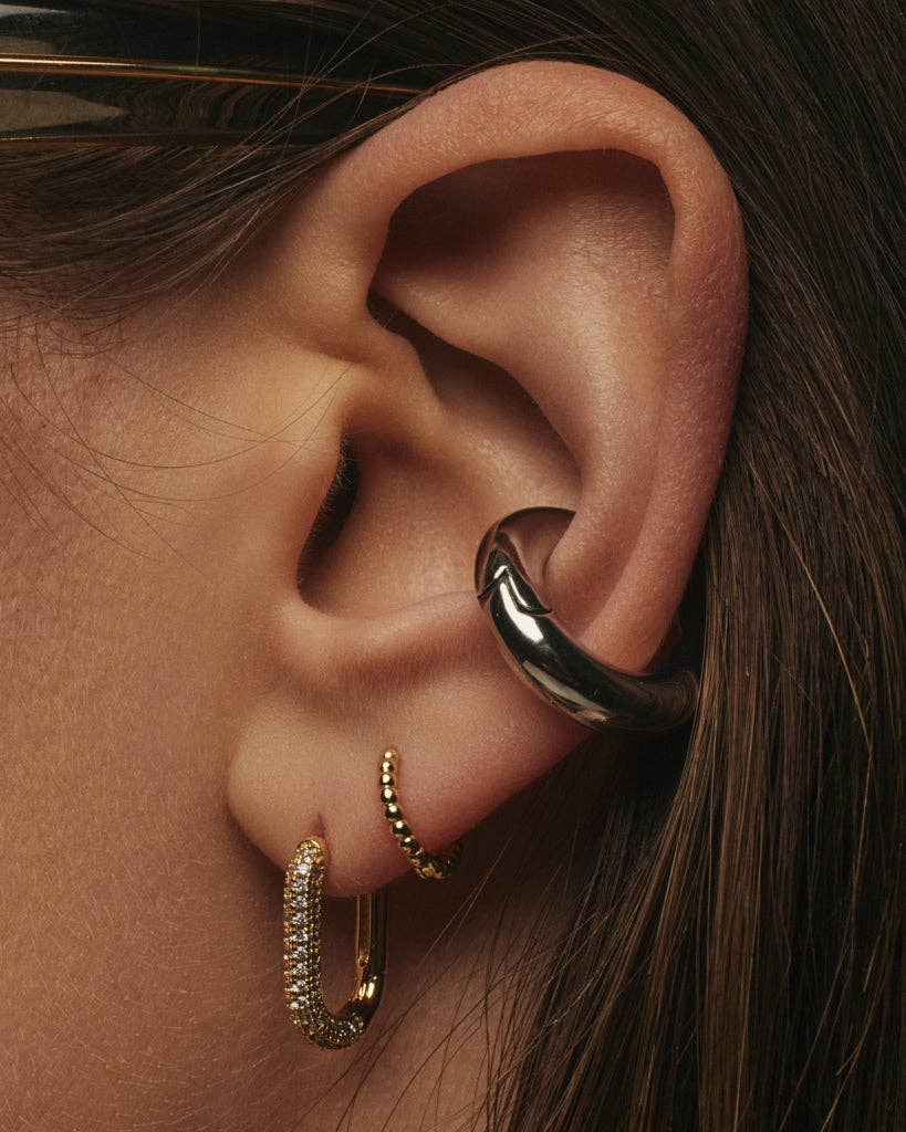 Luv AJ - Wholesale Huggie Earrings - Pave Chain Link Huggies- Gold (Ships Mid January)3