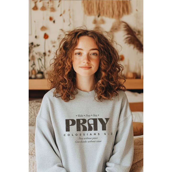 PRAY CHRISTIAN GRAPHIC SWEATSHIRTS for wholesale by Illustrated Society