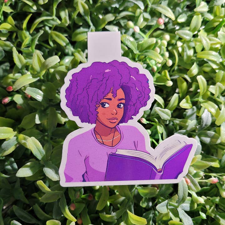 Purple Afro Woman Magnetic Bookmark for wholesale by Self Care Tribe