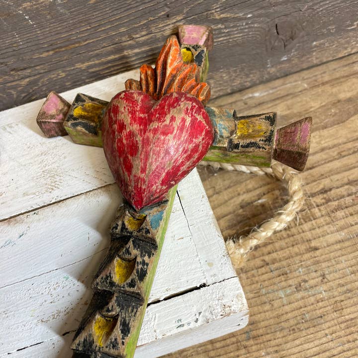 My Amigos Imports - Wholesale Wall Cross - Small Hand Carved Wall Cross-ER-6Wx8.5H-Colorful-Small2