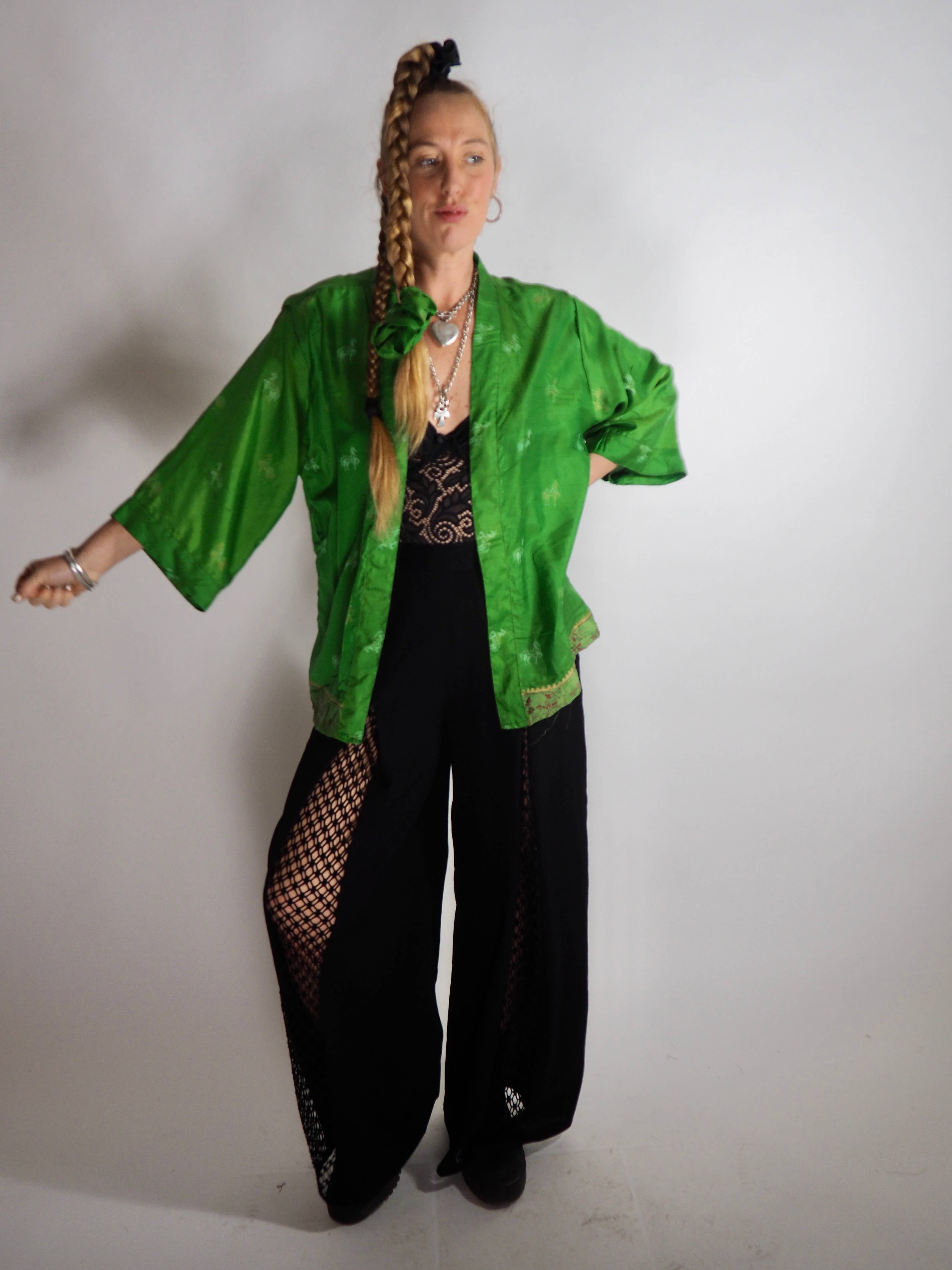 Vagabond Ibiza - Wholesale Kimono - Women's - The Kardash Kimono Short – Up-cycled Vintage Sari Kimono 16