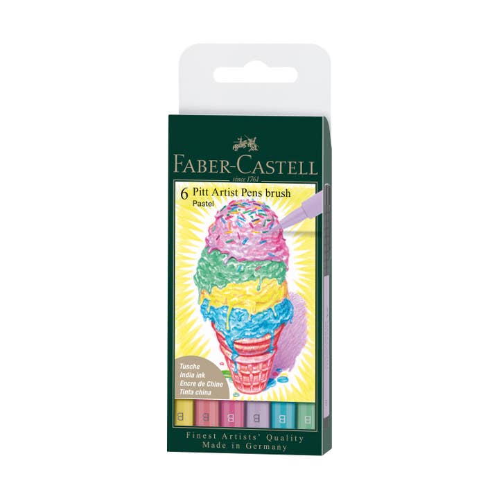 Pitt Artist Pen, Brush - Pastel Wallet of 6 for wholesale by Faber-Castell / Creativity for Kids