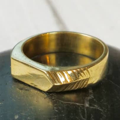 Baizaar - Wholesale Band/Stacked Ring - Brass Etched Arrow Band Ring0