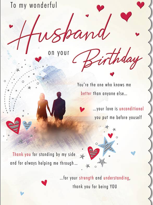 Birthday Card, Husband, Couple Sunset for wholesale by Piccadilly Greetings