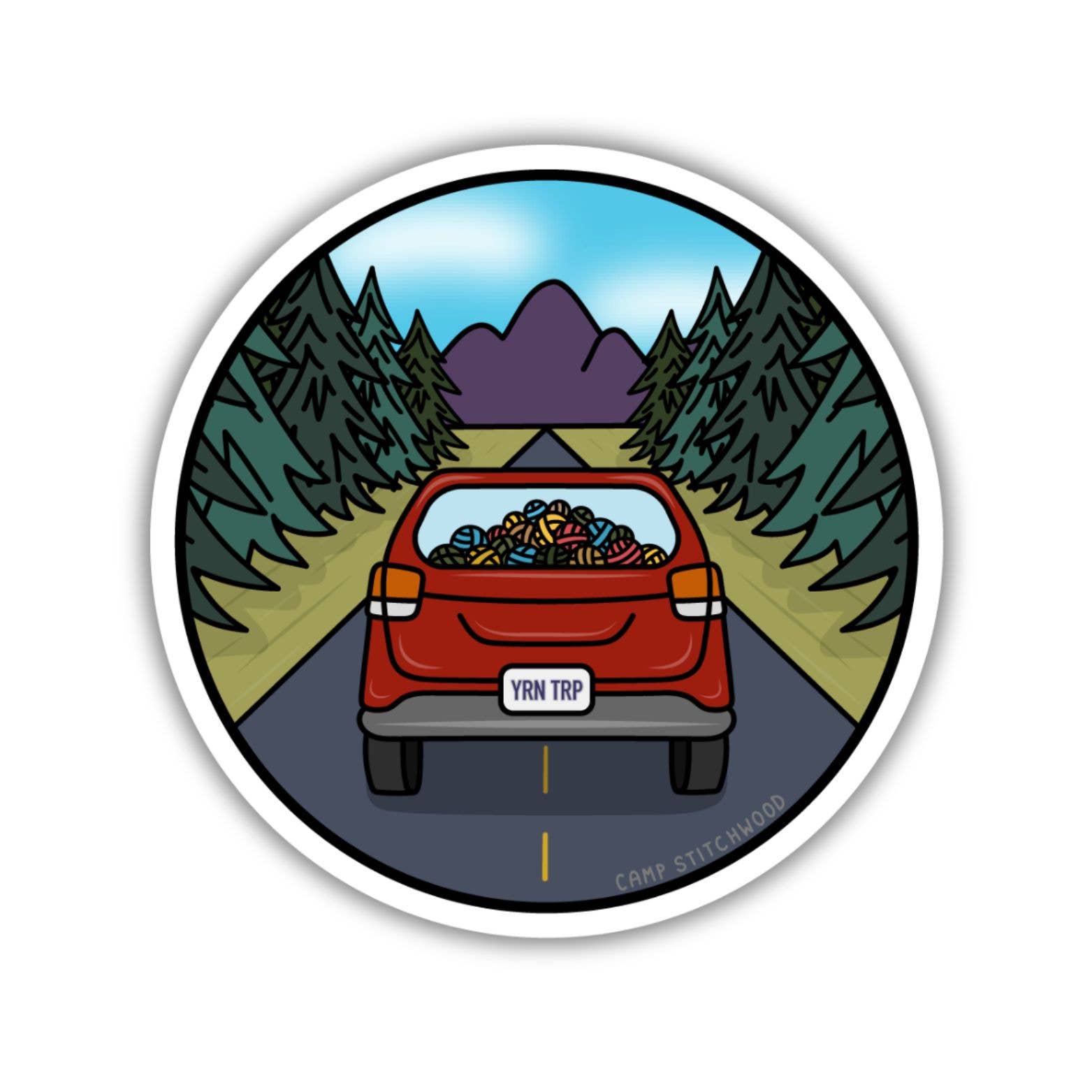 Camp Stitchwood - Vente Autocollant - Autocollant de voyage en laine