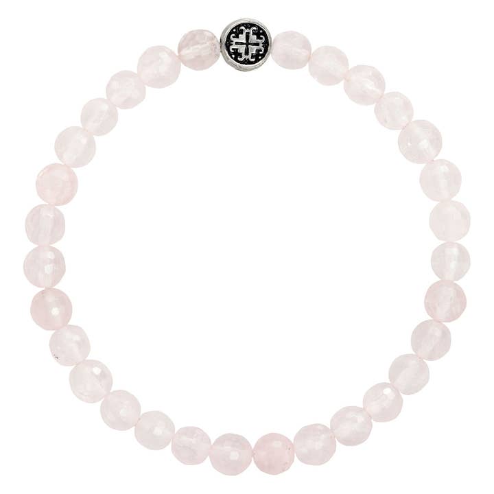 LOVE: Rose Quartz Faceted Stretch Bracelet for wholesale by Mala and Mantra