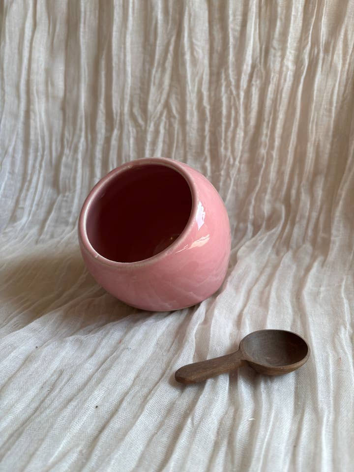 Candy Floss Pink Salt Pig for wholesale by Charlotte Manser Ceramics