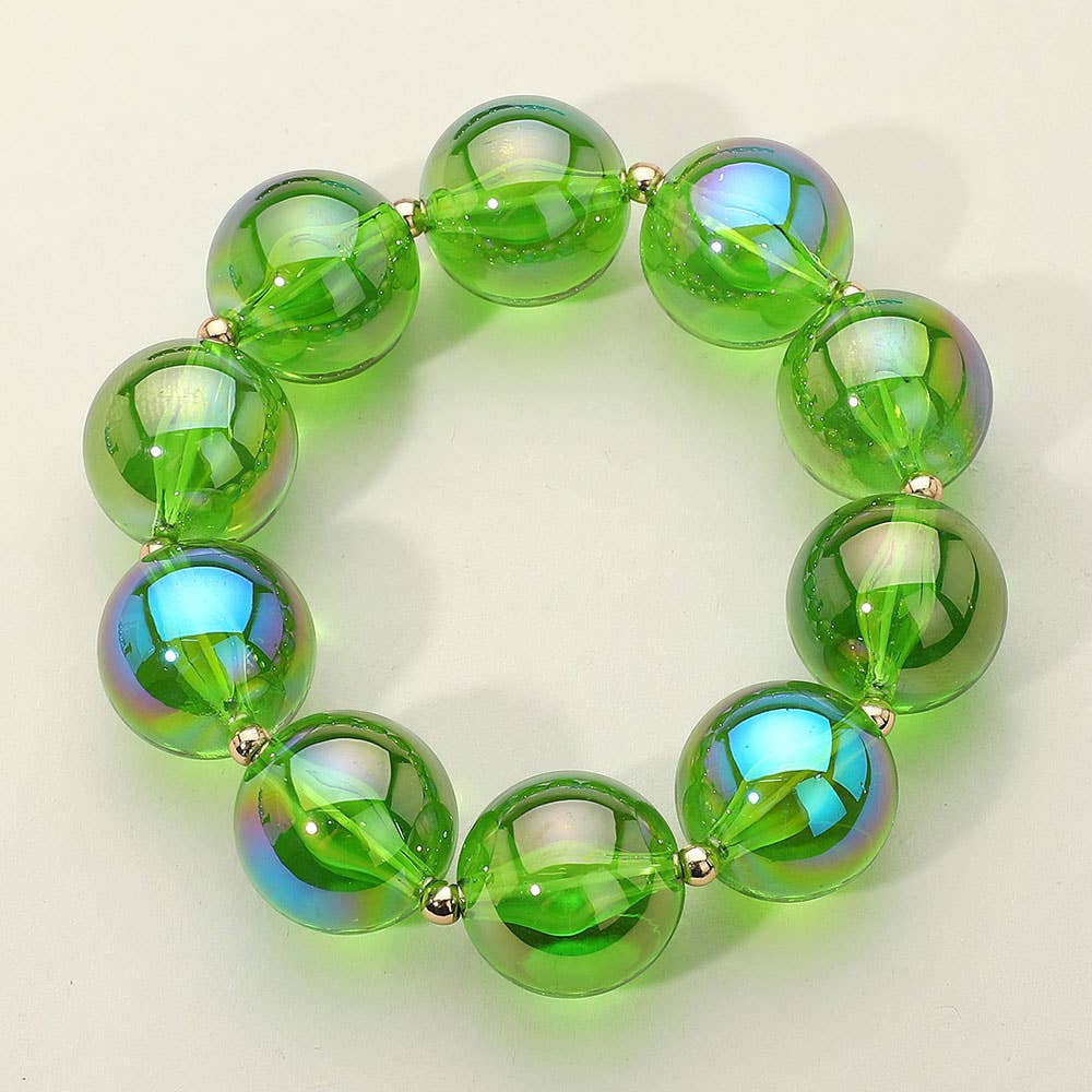 Sensibling Corp. - Wholesale Beaded Bracelet - Chunky Iridescent Ball Beaded Bracelet0