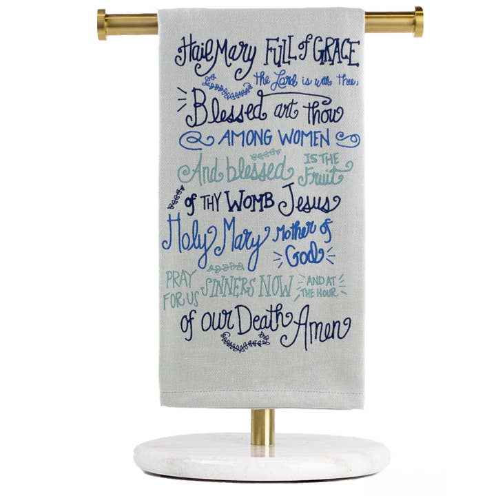 The Royal Standard - Wholesale Hand towel - Hail Mary Prayer Hand Towel Blue 20x281