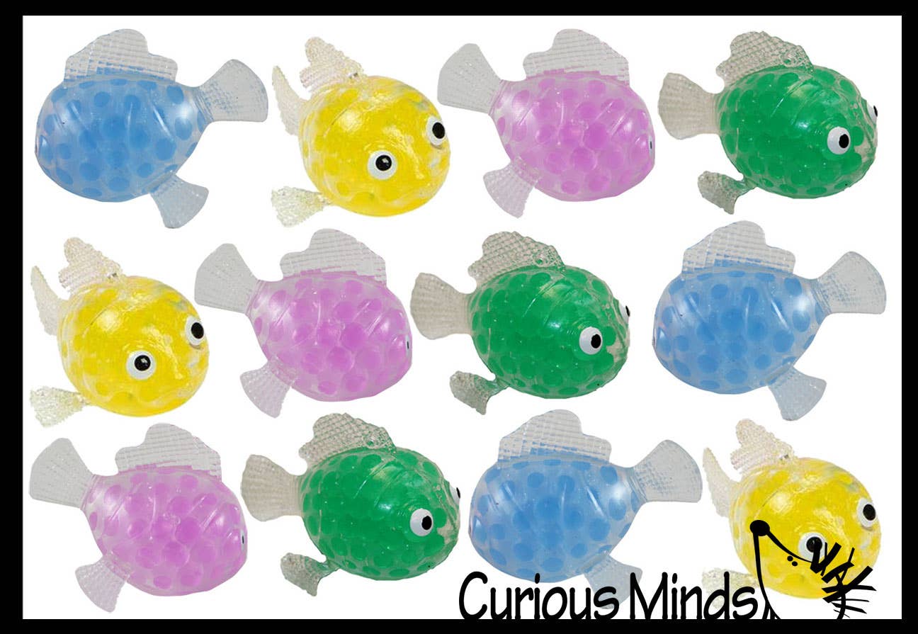 Curious Minds Toys – Großhandel Squishy-Spielzeug – Kind & Baby – 1 x Quetschball mit Wasserperlen, gefüllt mit Fischperlen, sensorisch, St.4