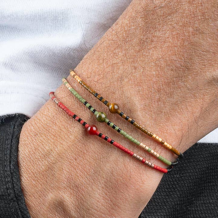 Makarla - Handmade Colombian Jewelry - Wholesale Beaded Bracelet - Minimalist Gemstone Bracelet for Men with Miyuki Beads