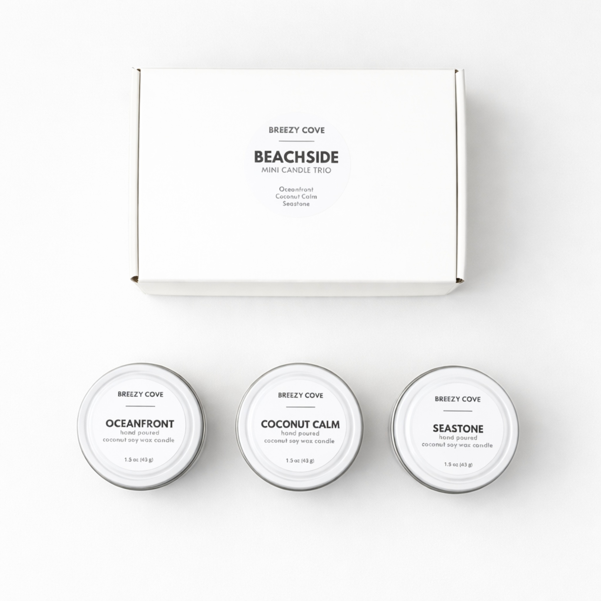 Breezy Cove - Wholesale Jar/Filled Candle - Beachside Mini Candle Trio Set – Coconut Soy Beach Candles2