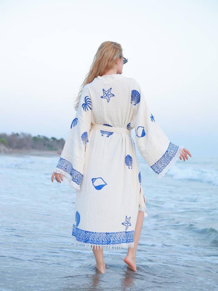Havskalskimono-kåbe - Blå for engroshandel hos TurkanHome