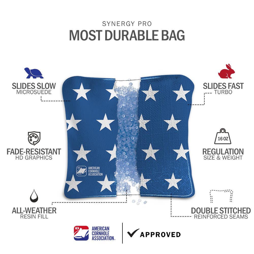 American Cornhole Association - Wholesale Cornhole - Bold Stars & Stripes Synergy Pro Cornhole Bags4