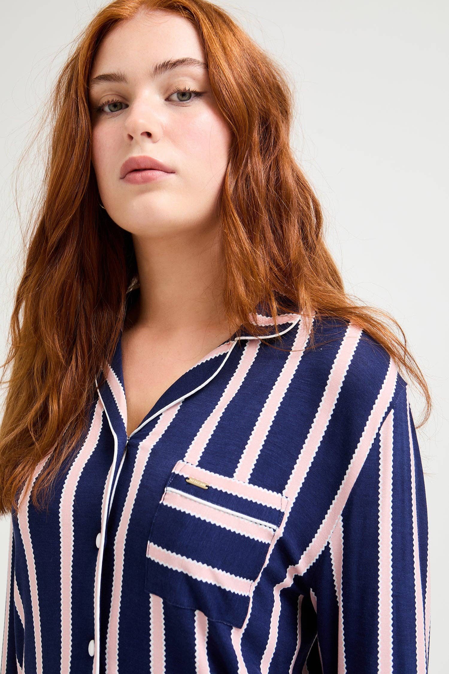 Bamboo Long Pyjama Set in Midnight Stripe for wholesale on Faire1