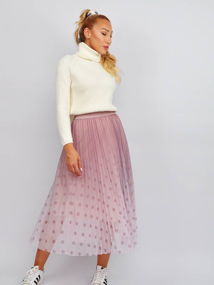 Rosafarbener Midirock aus Chiffon für den Großhandel von Kalimera Clothing Athens