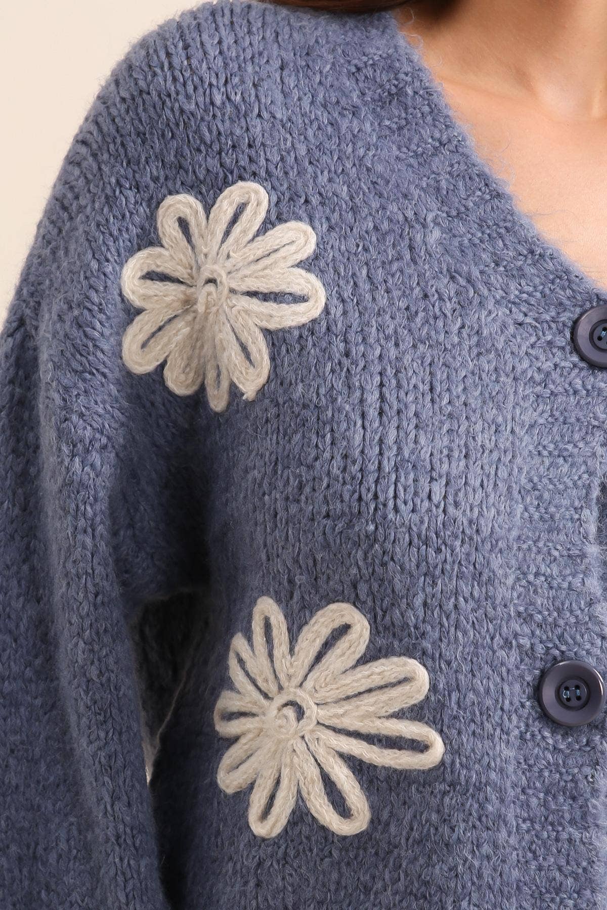 LÉA & LUC - Vente Cardigan – femme - Gilet cardigan col en V et motif fleur REF. 3077935