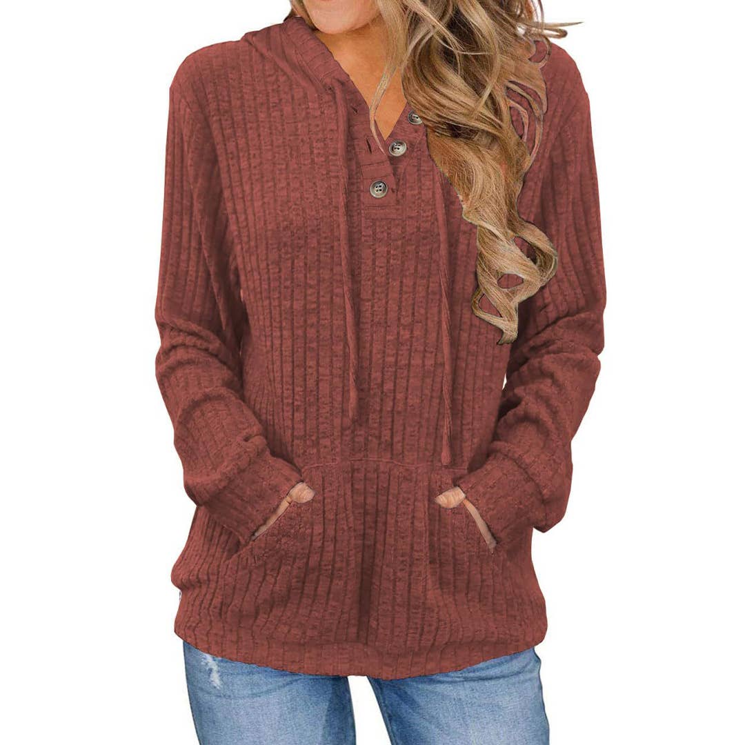 UNISHE – Hoodie – Mulher por atacado – Camisola com Capuz de Manga Comprida em Cor Sólida para Outono ZK35610