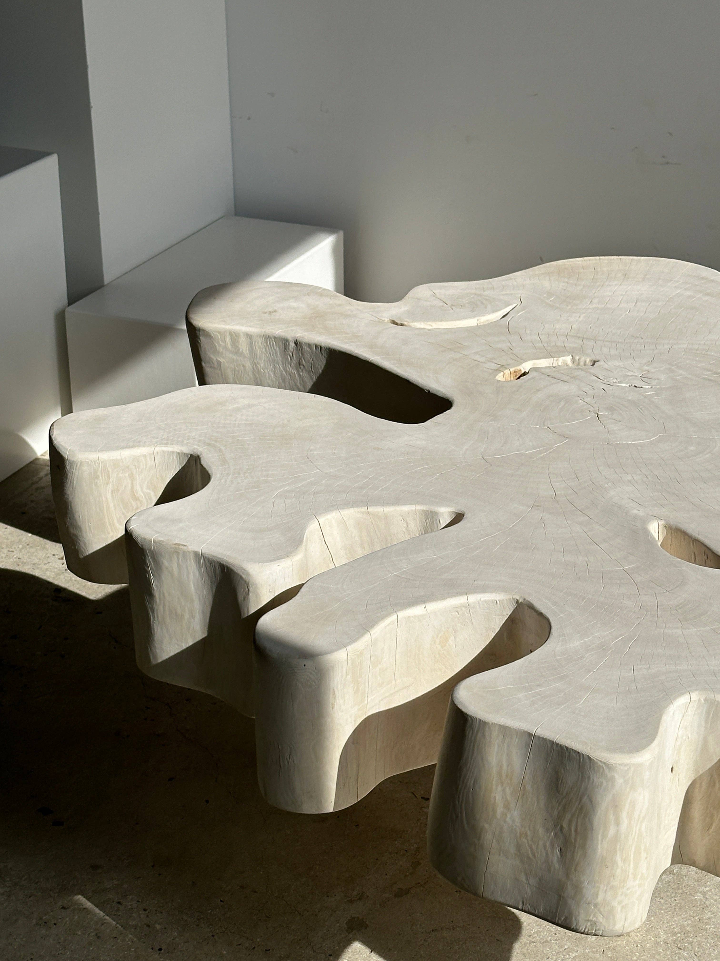 Office Objets - Wholesale Coffee Table - Very large coffee table in bleached mango wood with organic top D:140cm5