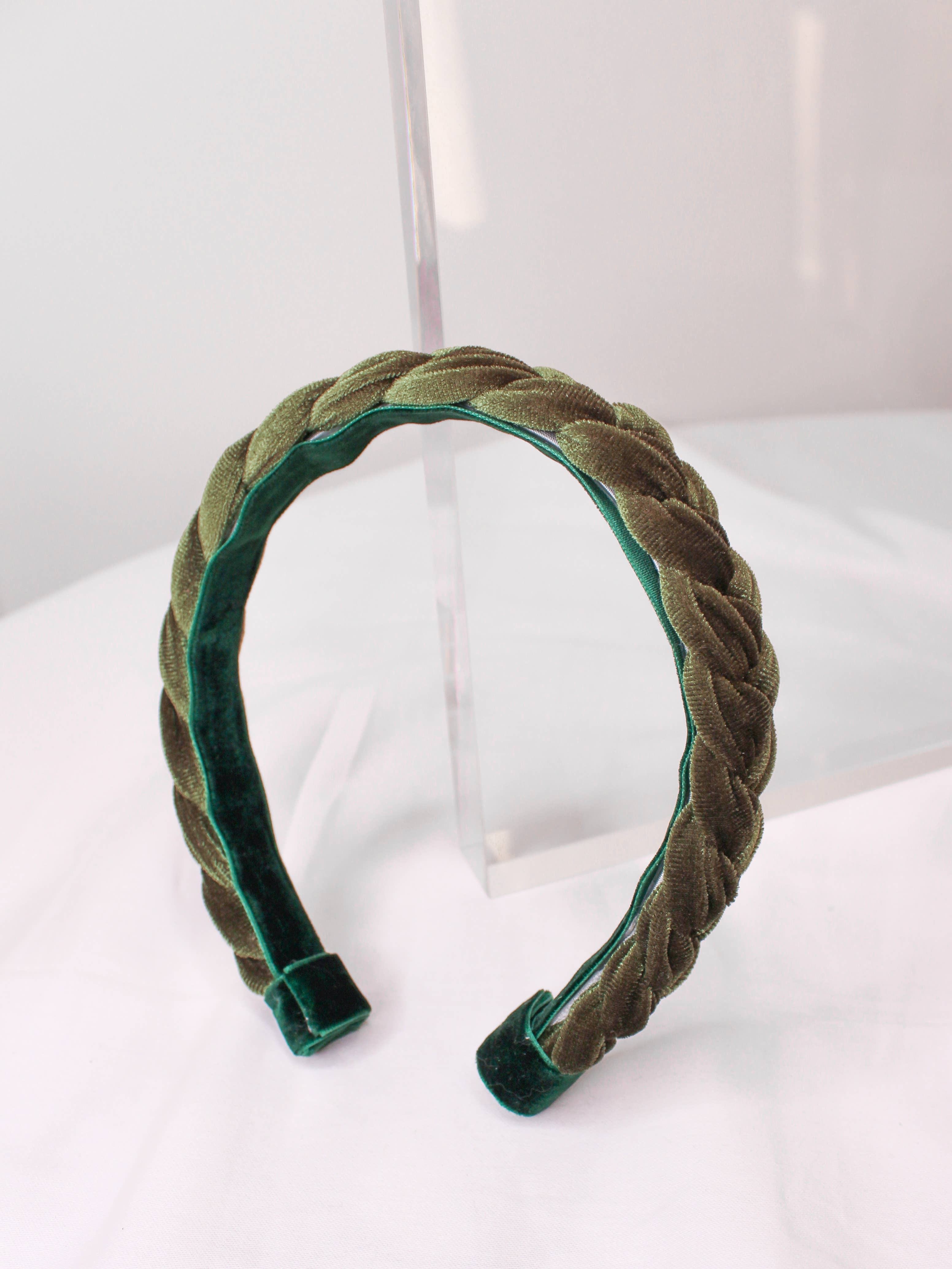 JoJo Makes - Wholesale Fashion Headband - Women's - Olive Green Boho Velvet Braided Headband for Hair5