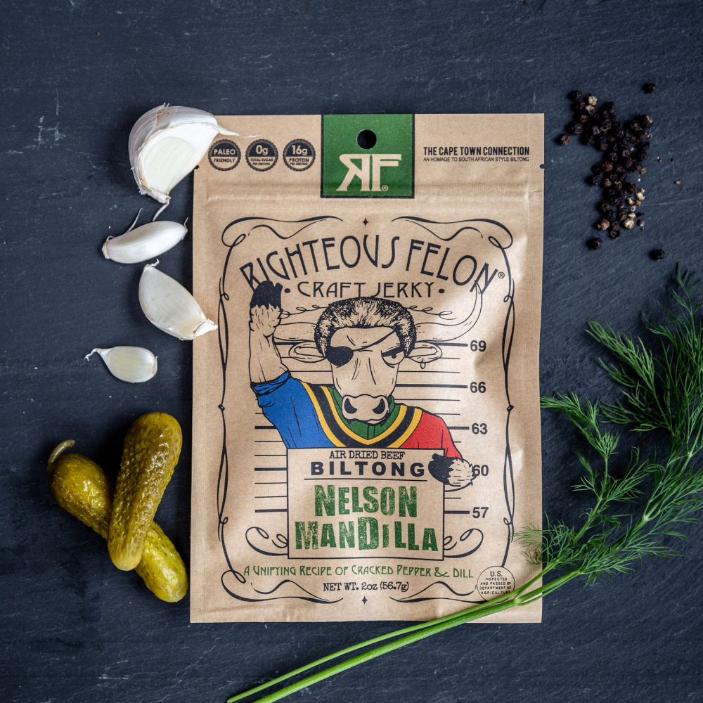 Righteous Felon Craft Jerky - Wholesale Jerky - Nelson Mandilla Biltong 2oz3