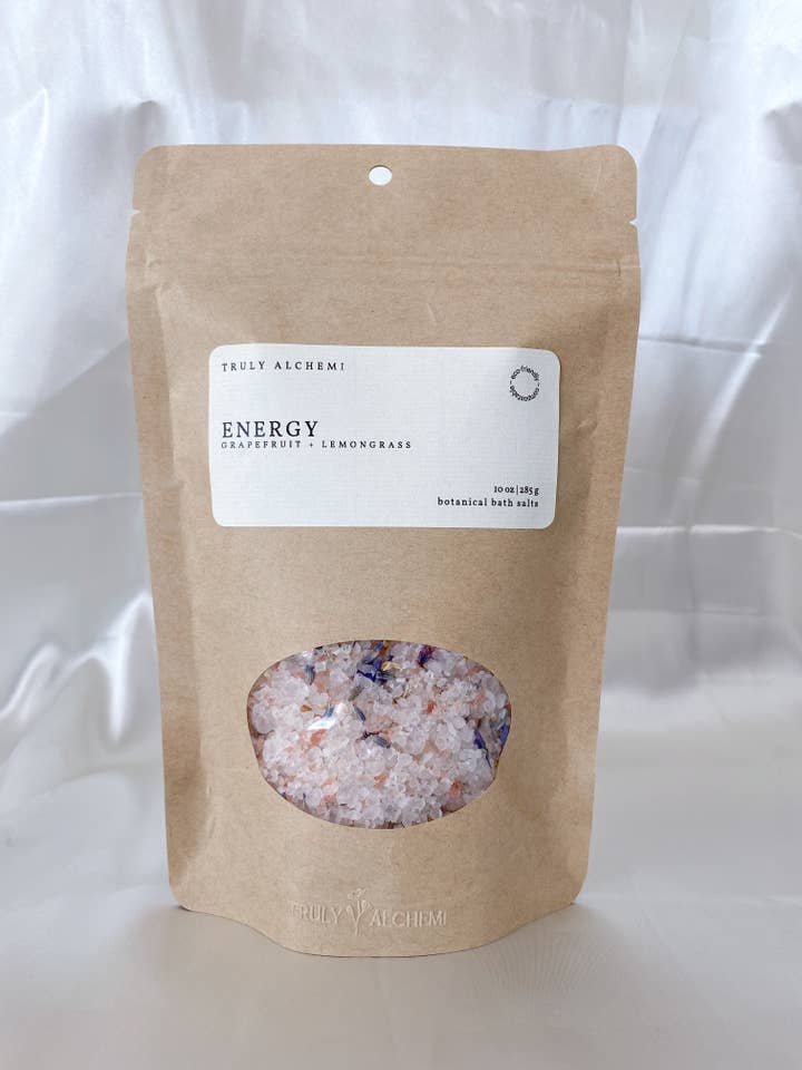 Energy - Grapefruit & Lemongrass {botanical Bath Salts 10 Oz} for wholesale by Truly Alchemi