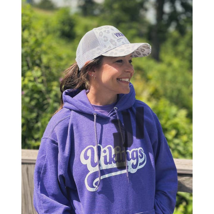 Small Town Clothing Company - Wholesale Ponytail Cap - Women's - Vikings White Leopard Ponytail Hat1