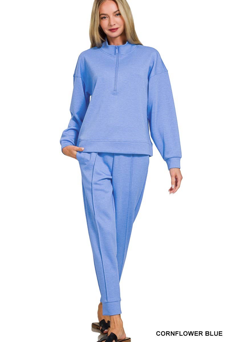 Vanilla Monkey - Wholesale Lounge Set - Women's - Scuba Half Zip Pullover And Jogger Set3