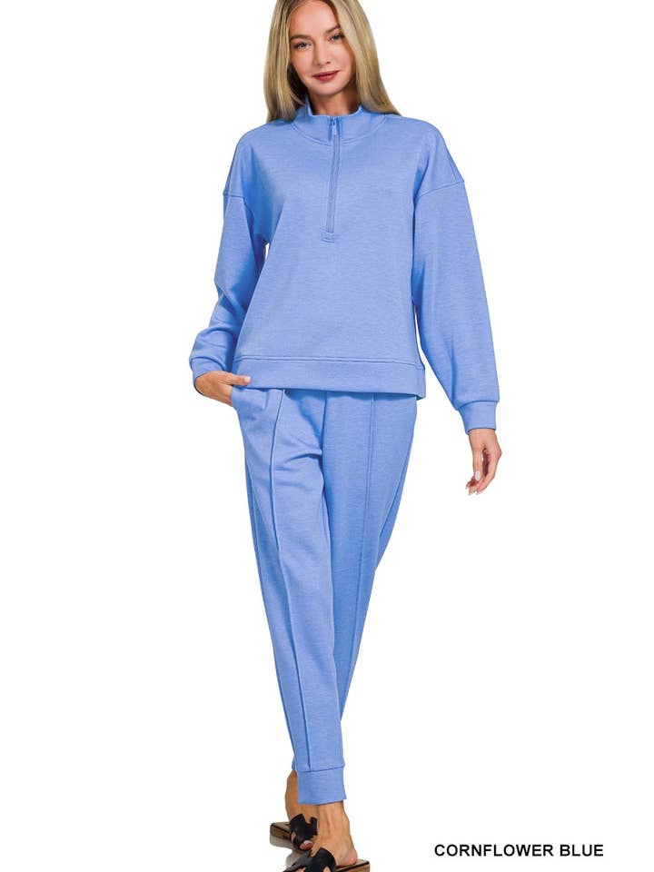 Vanilla Monkey - Wholesale Lounge Set - Women's - Scuba Half Zip Pullover And Jogger Set3
