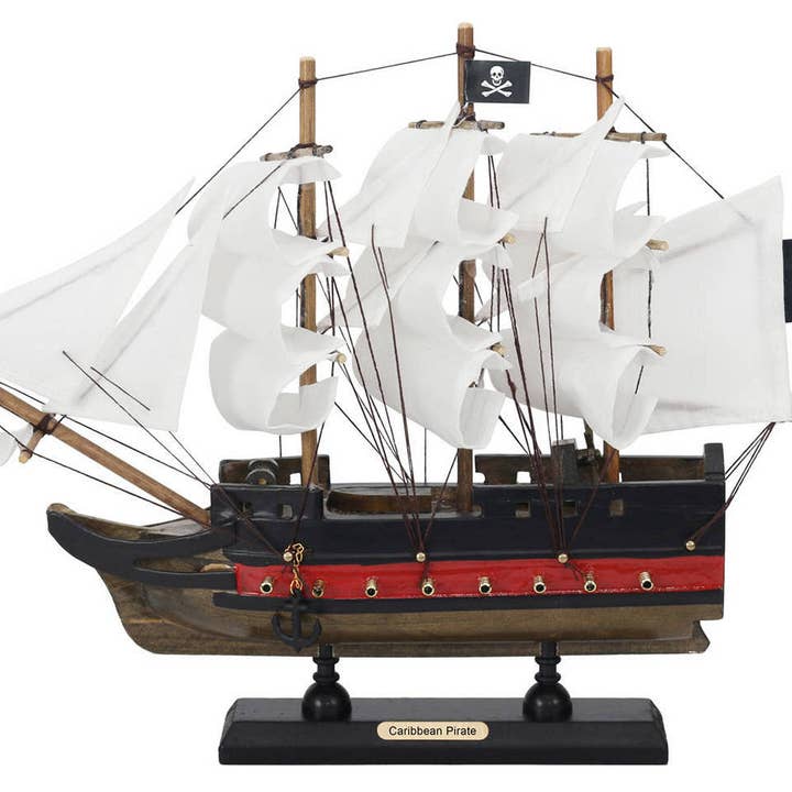 Barco pirata Caribbean Pirate White Sails modelo limitado 12 pulgadas para venta al por mayor de Hampton Nautical