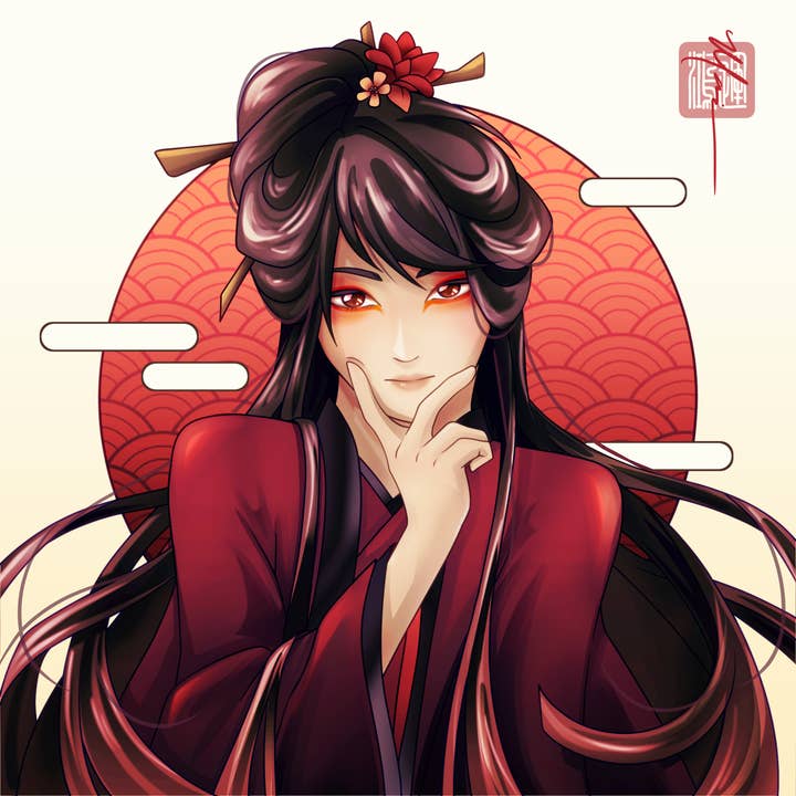 Stampa Rainbow Hanfu - Rosso per la vendita all'ingrosso da parte di MarinaXStudios