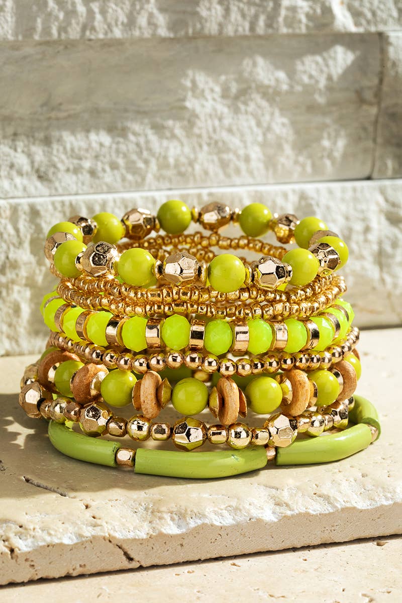 Chrysolite Stackable Mixed Bead Bracelets for wholesale on Faire1