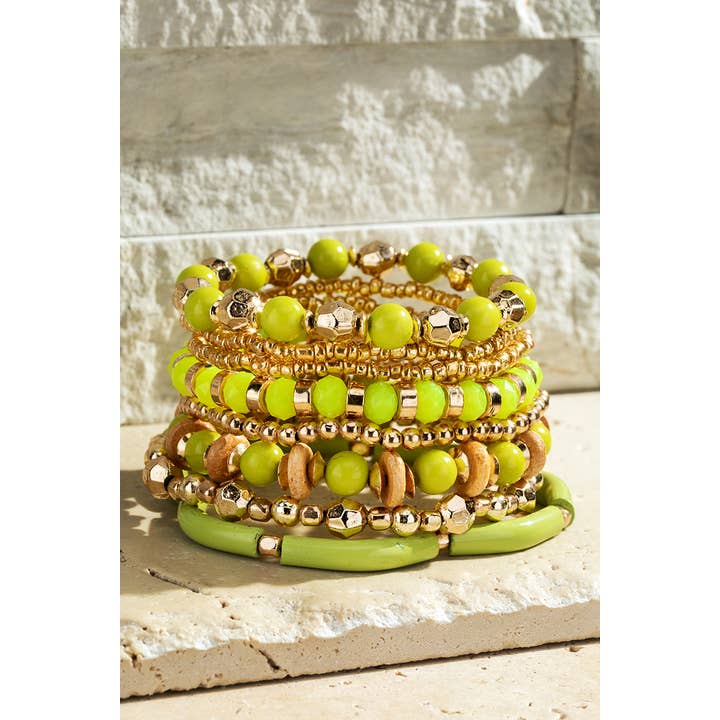 Chrysolite Stackable Mixed Bead Bracelets for wholesale on Faire1
