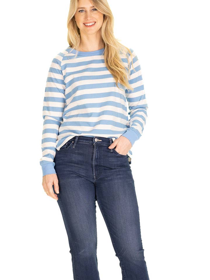 De pullover bij zonsondergang in Heritage Stripe voor wholesale door Duffield Lane