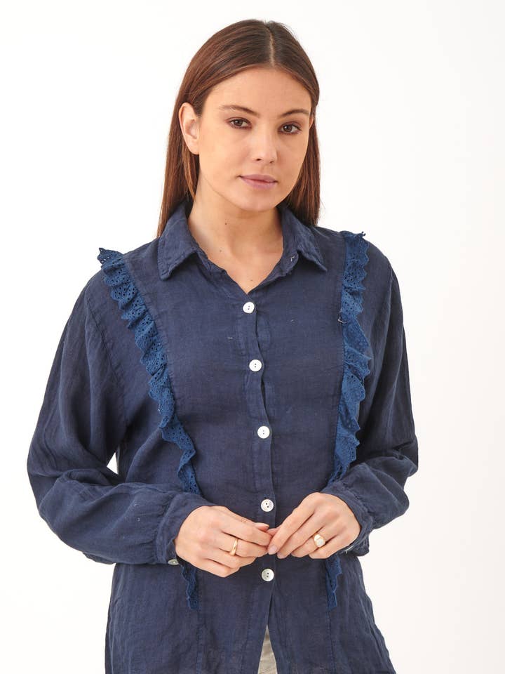 LEL-C1412 camisa linho por atacado de ORNELLA PARIS