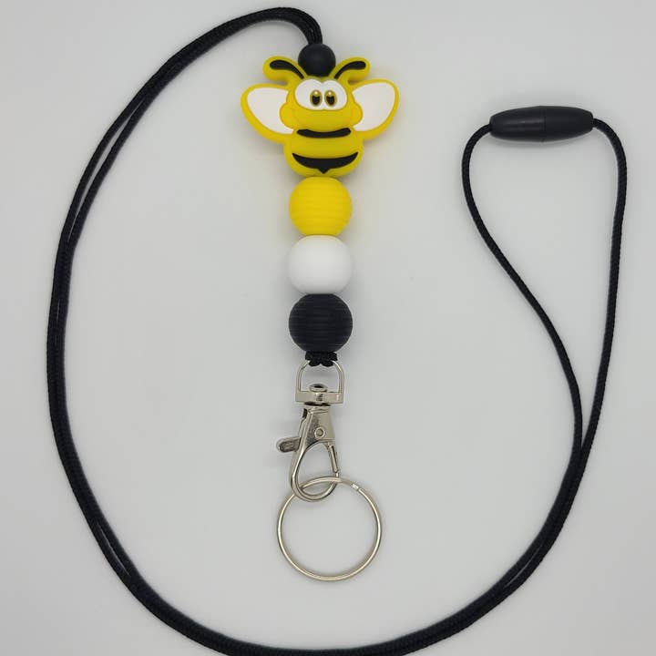 Kendra's Designs - Wholesale Lanyard - Women's - Bee Silicone Beaded Lanyard | Teacher Lanyard