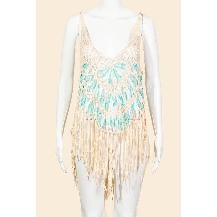 Couvre-lit à franges en filet fleuri pour la vente par Anarchy Street