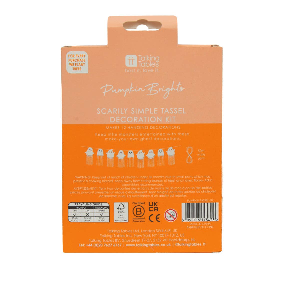 Talking Tables EU - Wholesale DIY Craft Kit - Halloween Ghost Tassel Craft Kit - 12 Pack3