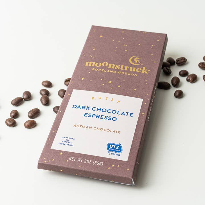 Moonstruck Chocolate Co - Wholesale Chocolate Bar - Buzzy Dark Espresso Chocolate Bar