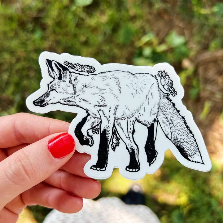 Autocollants découpés à la forme de Fox floral pour la vente par Julie Annette Studios