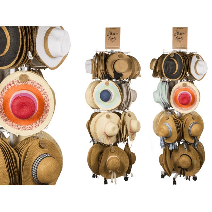 Floor display, revolving stand, straw hats, for wholesale by Out of the blue KG