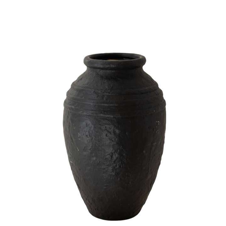 CM118 Ceramic Container - Black 8.25" x 8.25" x 13" PK 2 for wholesale by Myrians Home Decor