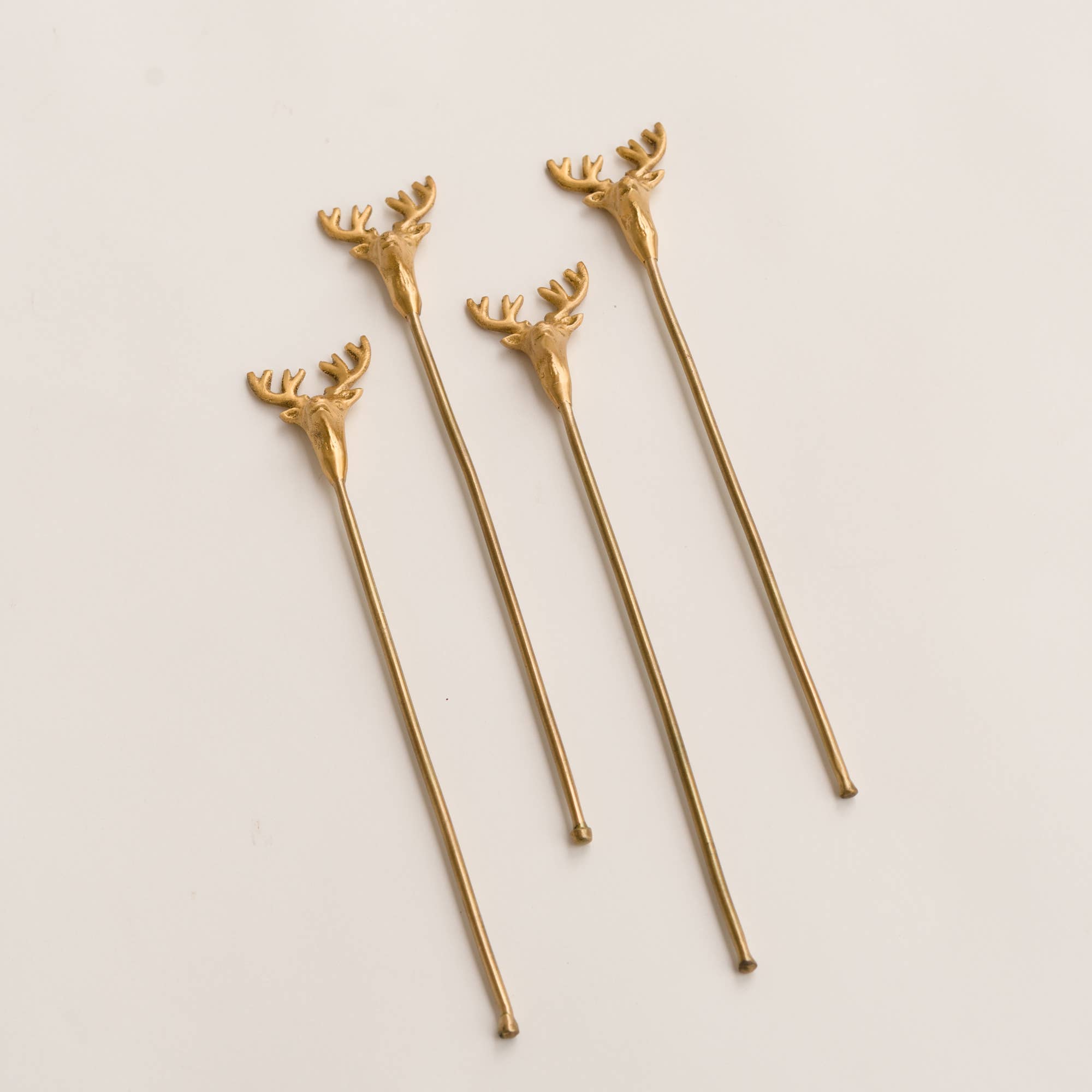 Fleck – wholesale Drink stirrer – Brass Deer Drink Stirrers, Set of 4, Large1