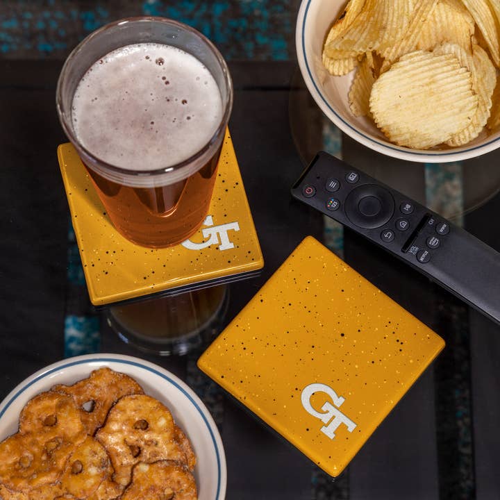 Rico Industries - Wholesale Coasters - NCAA Georgia Tech Yellow Jackets - GT Gold Engr. Coaster1