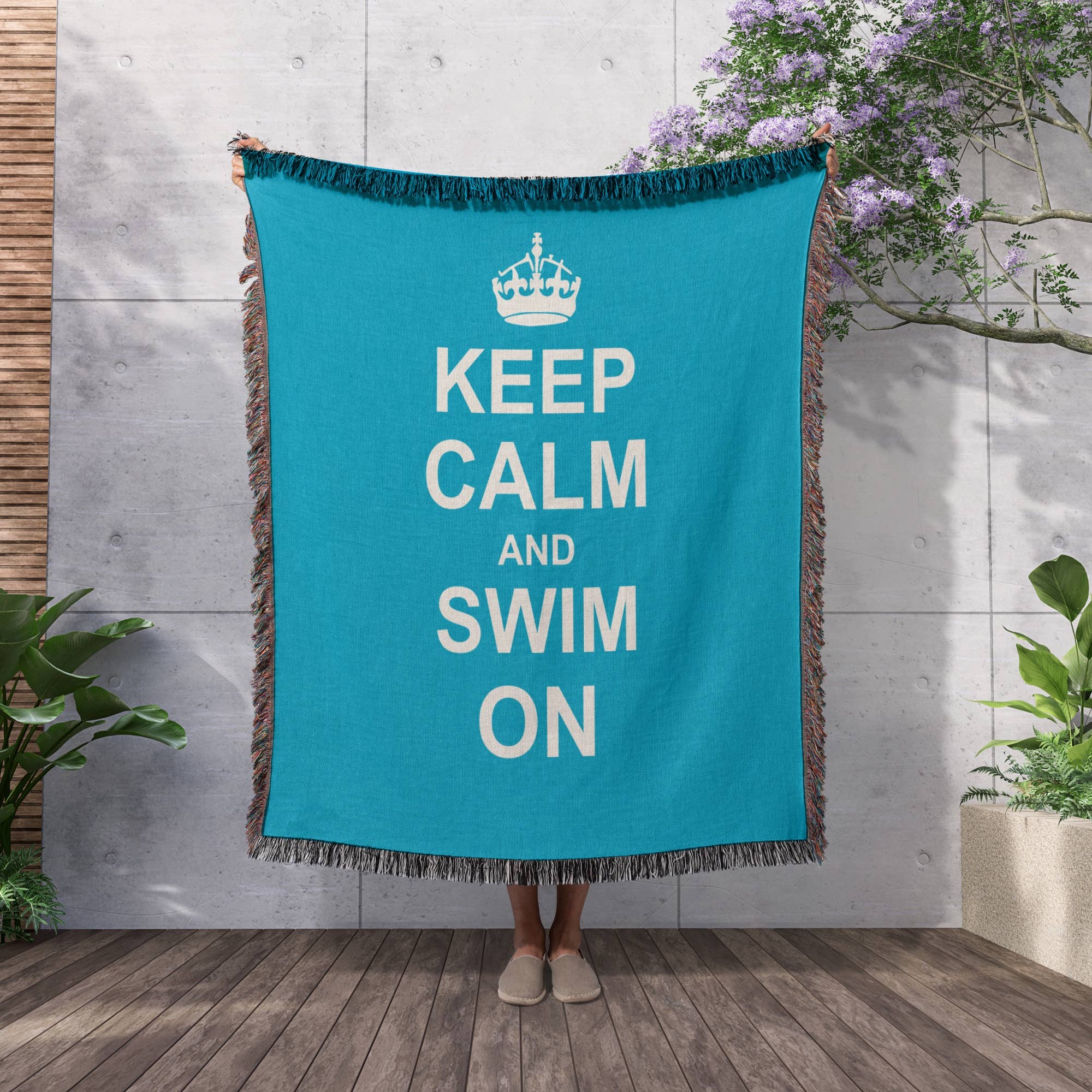 3dRose - Vendita all'ingrosso Plaid - 3dRose, Mantieni la calma e continua a nuotare - nuota con calma in blu - regali per nuotatori amatoriali o professionisti - divertimento in piscina umorismo divertente, Coperta2