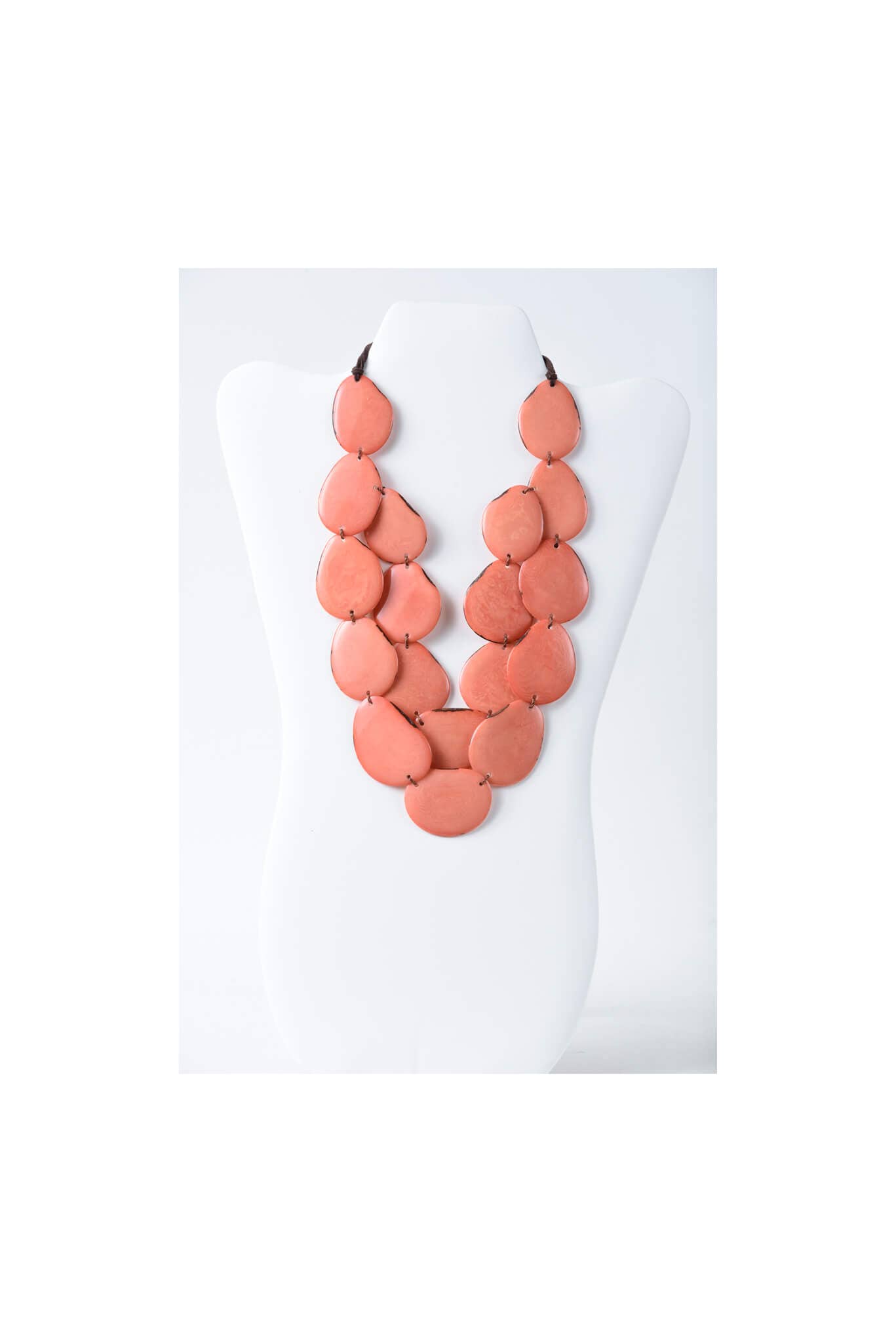 TaguArtsy – wholesale Bib necklace – Amoya Two stranded long Organic Tagua Nut Necklace ONLY5