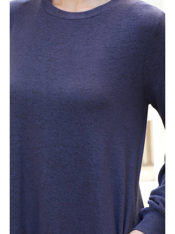 You & Me - Wholesale Dress - Women's - YMD10063V-PUFF LONG SLEEVE HACCI BRUSHED DRESS23