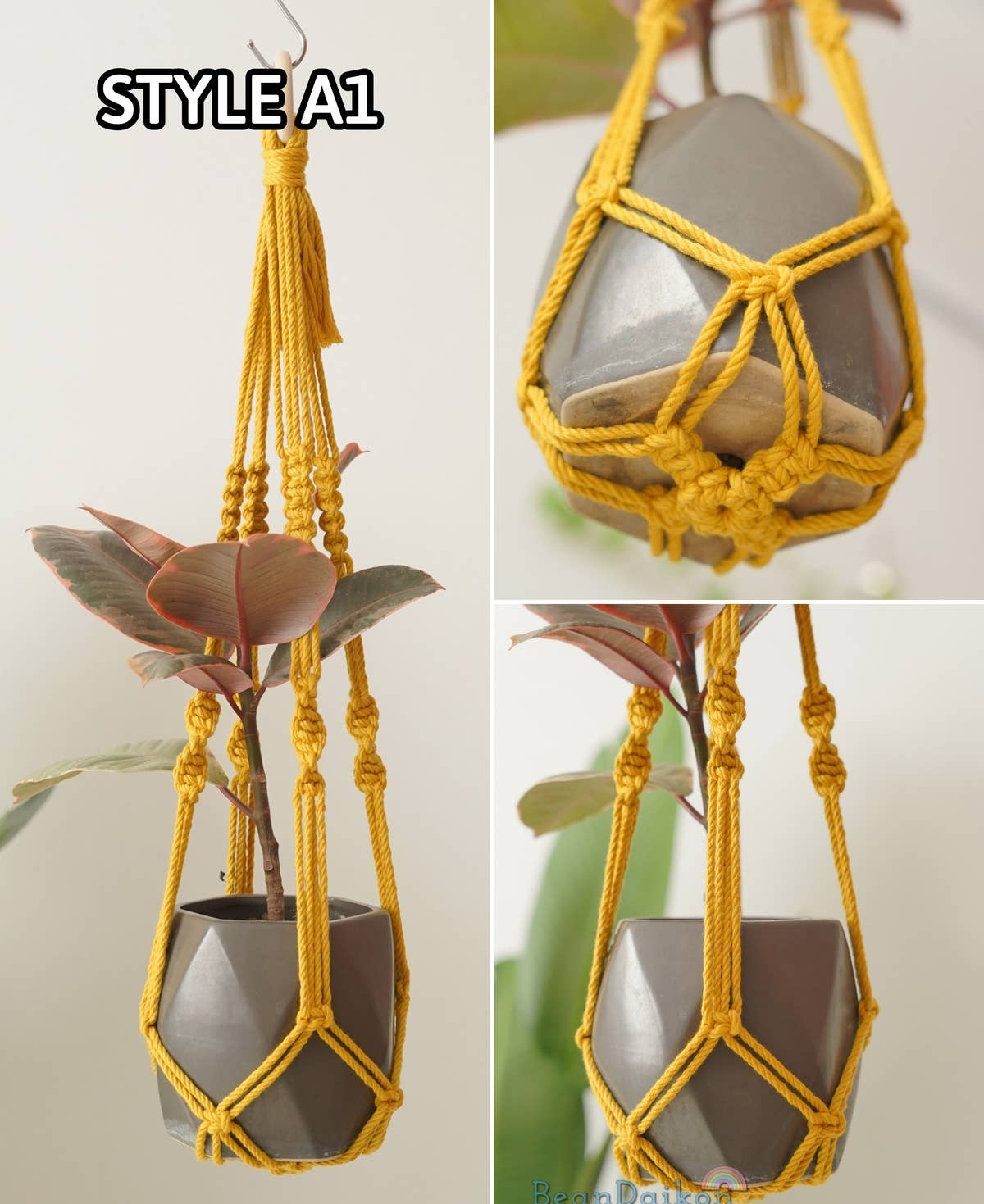 BeanDaikon – wholesale Hanging planter – Macrame No Tassel Plant Holder H704